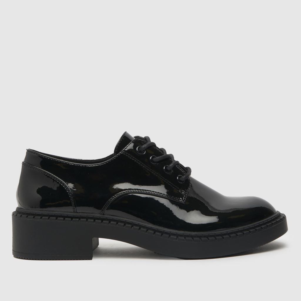 leonard patent lace up flat shoes in black