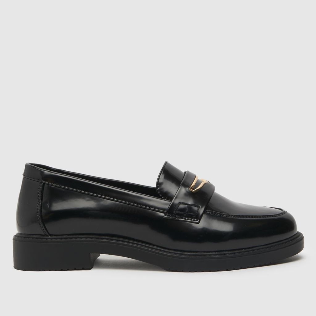 Wide Fit luther patent loafer flat shoes in black