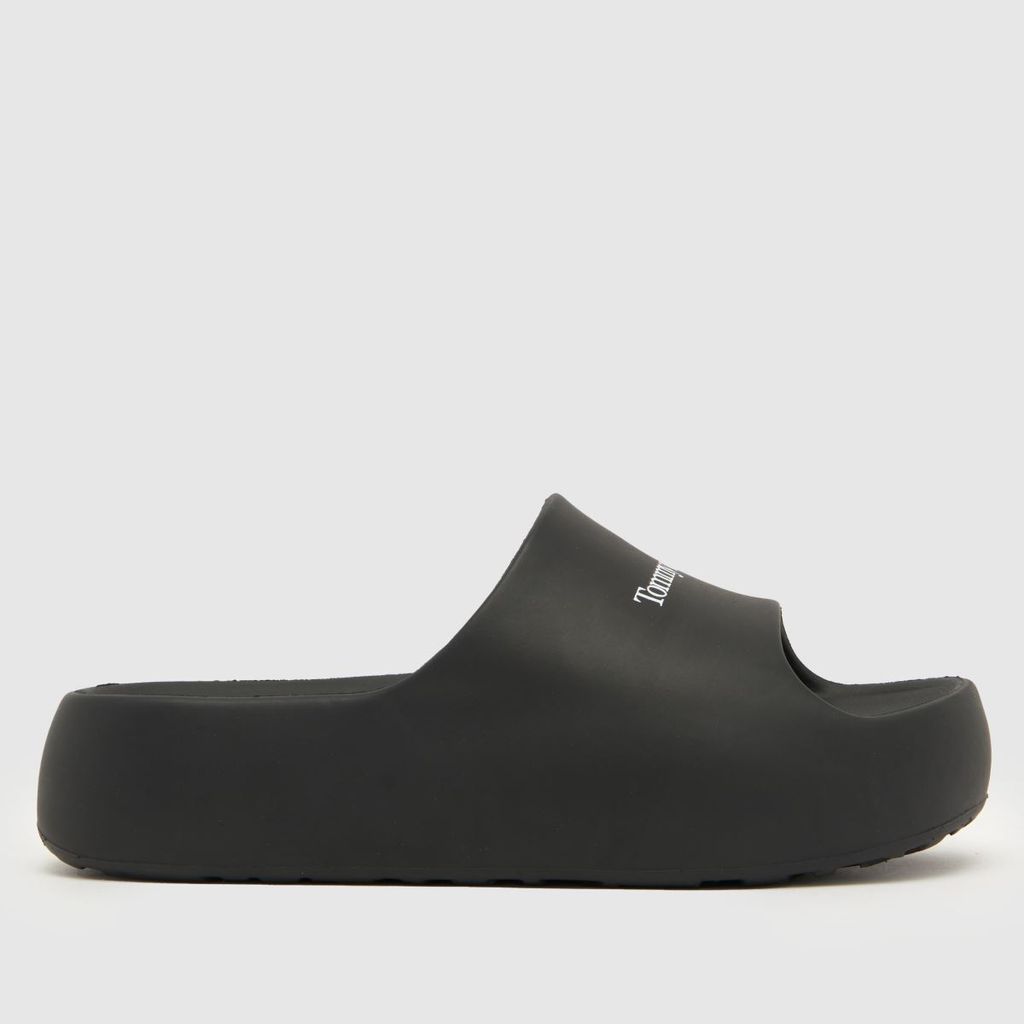 chunky flatform pool slide sandals in black