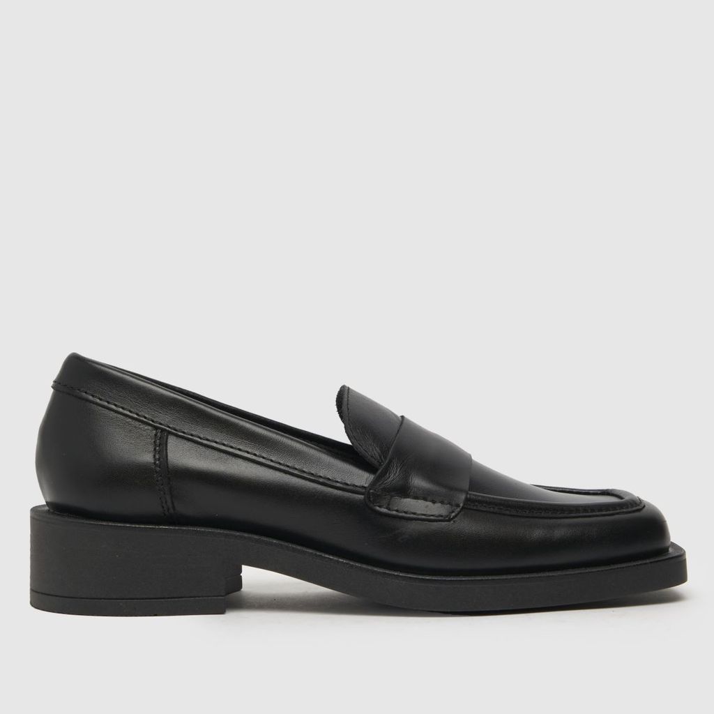 lizzo square toe loafer flat shoes in black