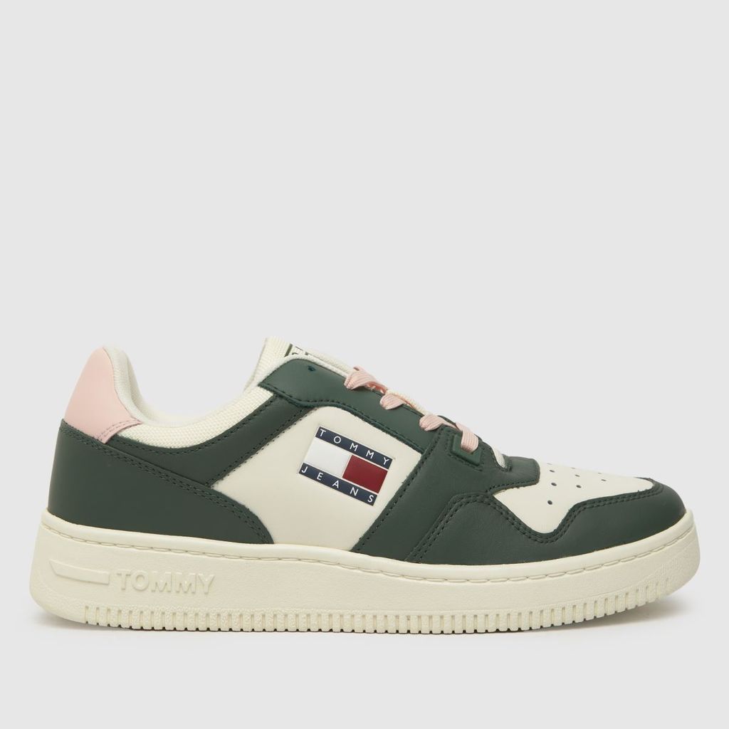 retro leather basketball trainers in green