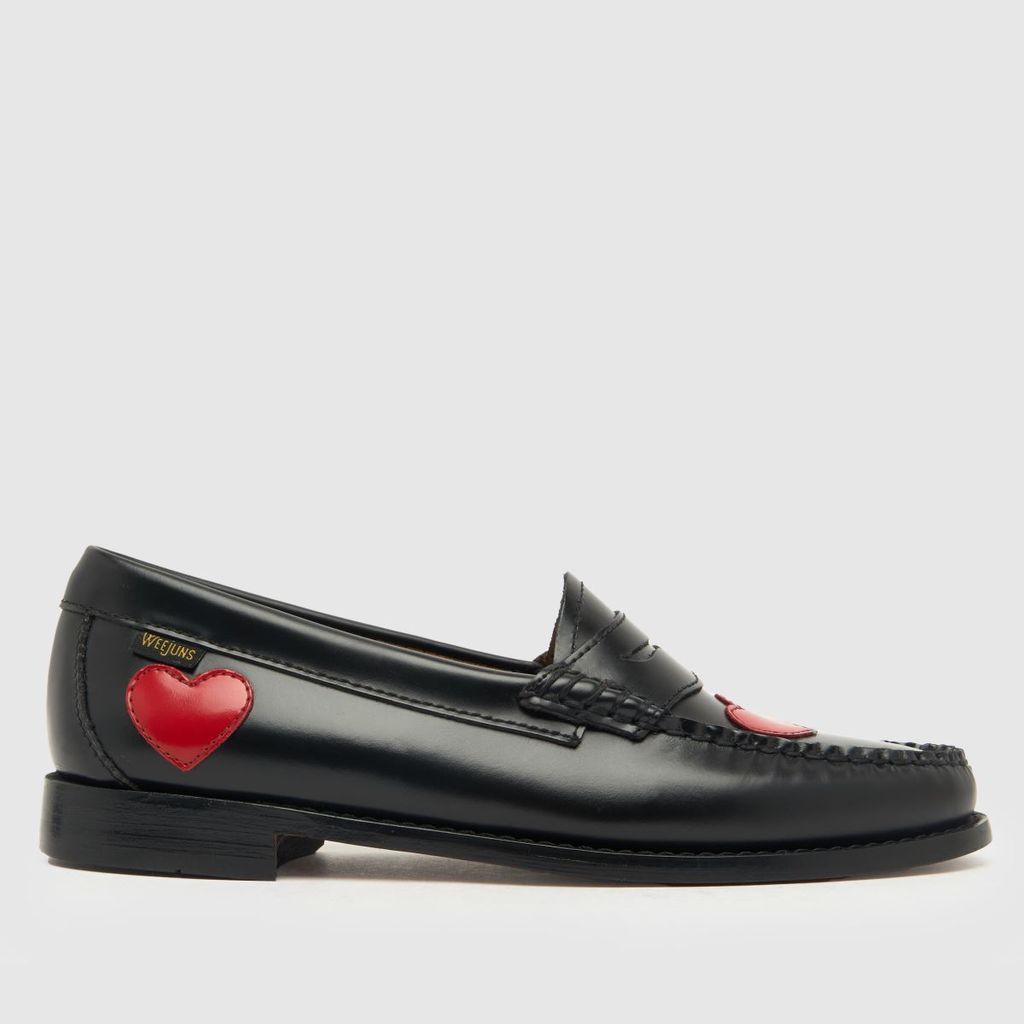 weejuns penny love loafer flat shoes in black & red