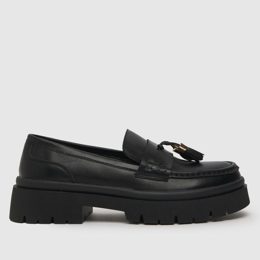 lester chunky tassel loafer flat shoes in black