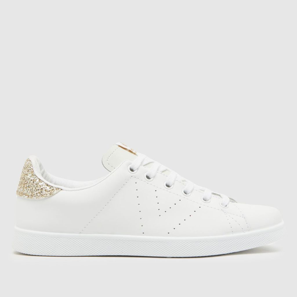 tennis glitter trainers in white & gold