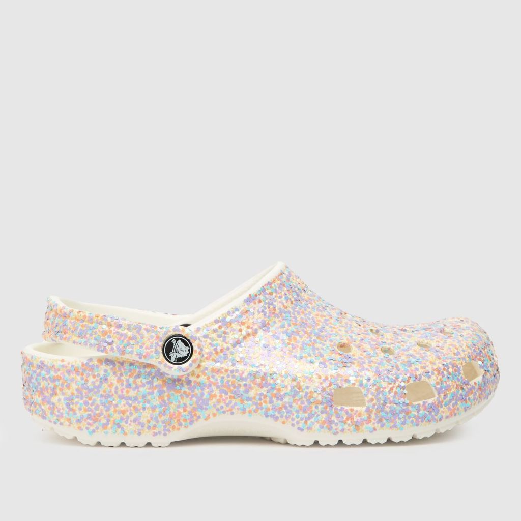classic glitter clog sandals in white