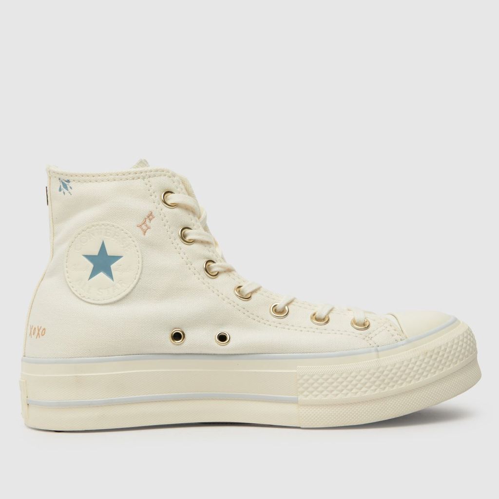 all star lift hi tiny tattoos trainers in white & pl blue
