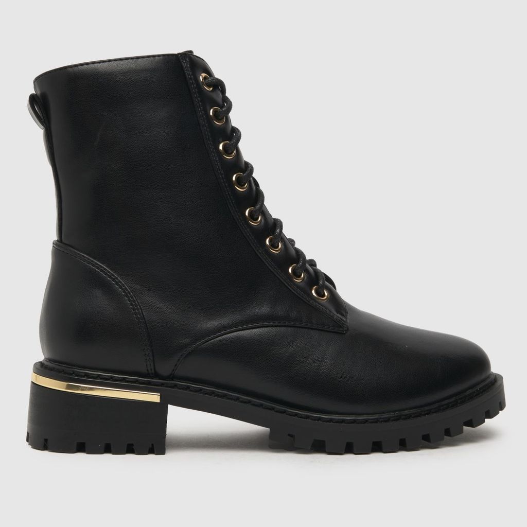 Wide Fit cameron lace up boots in black