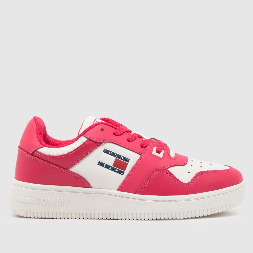 basket sneaker trainers in white & pink