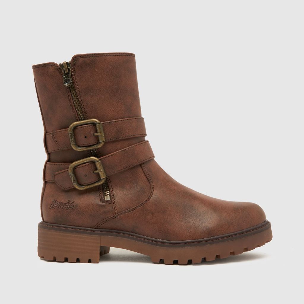 rel buckle vegan boots in brown
