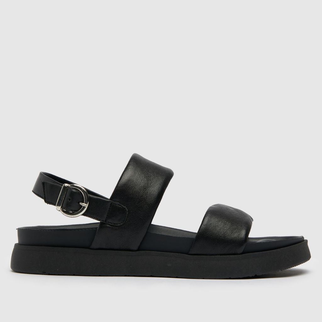 tasha leather double band sandals in black