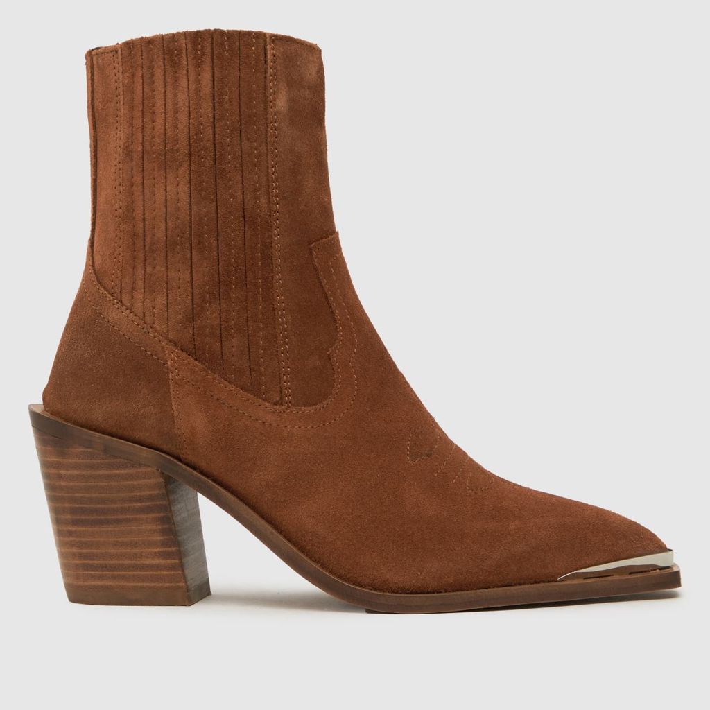 anand suede western boots in tan