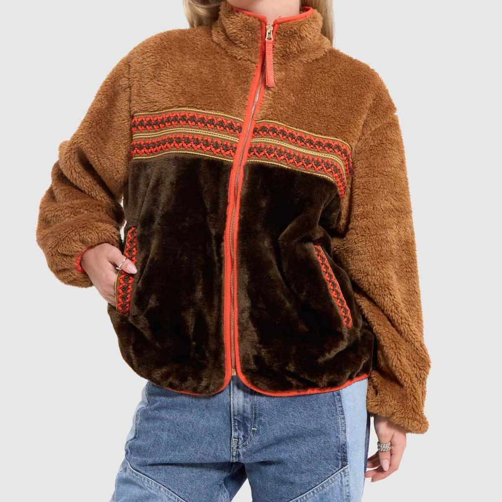 marlene sherpa h braid jacket in chestnut