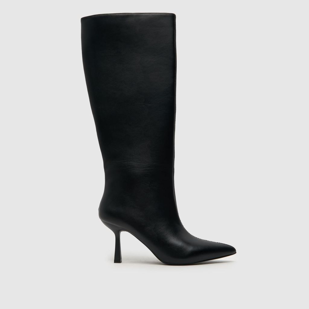 dame pointed knee boots in black