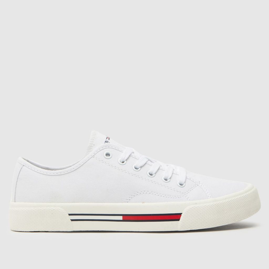 low cut trainers in white & red