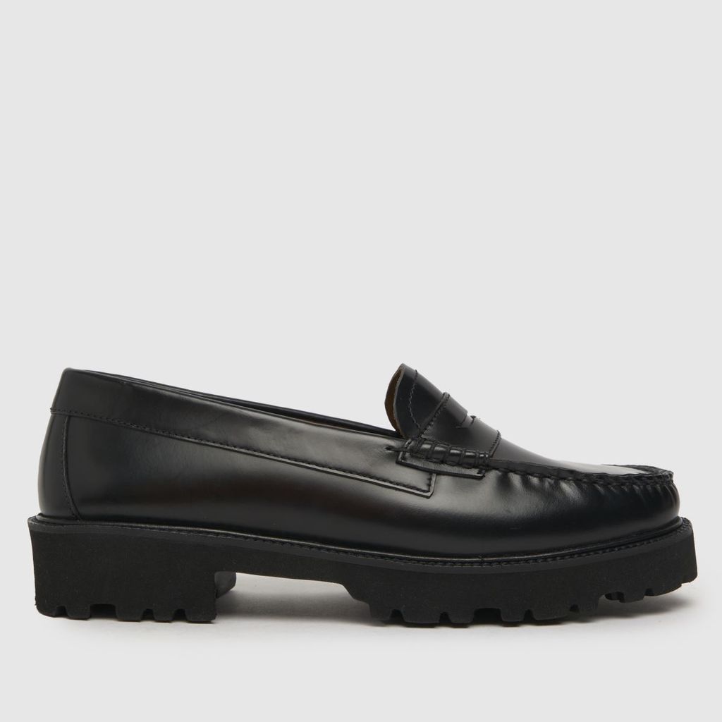 lionel chunky leather loafer flat shoes in black