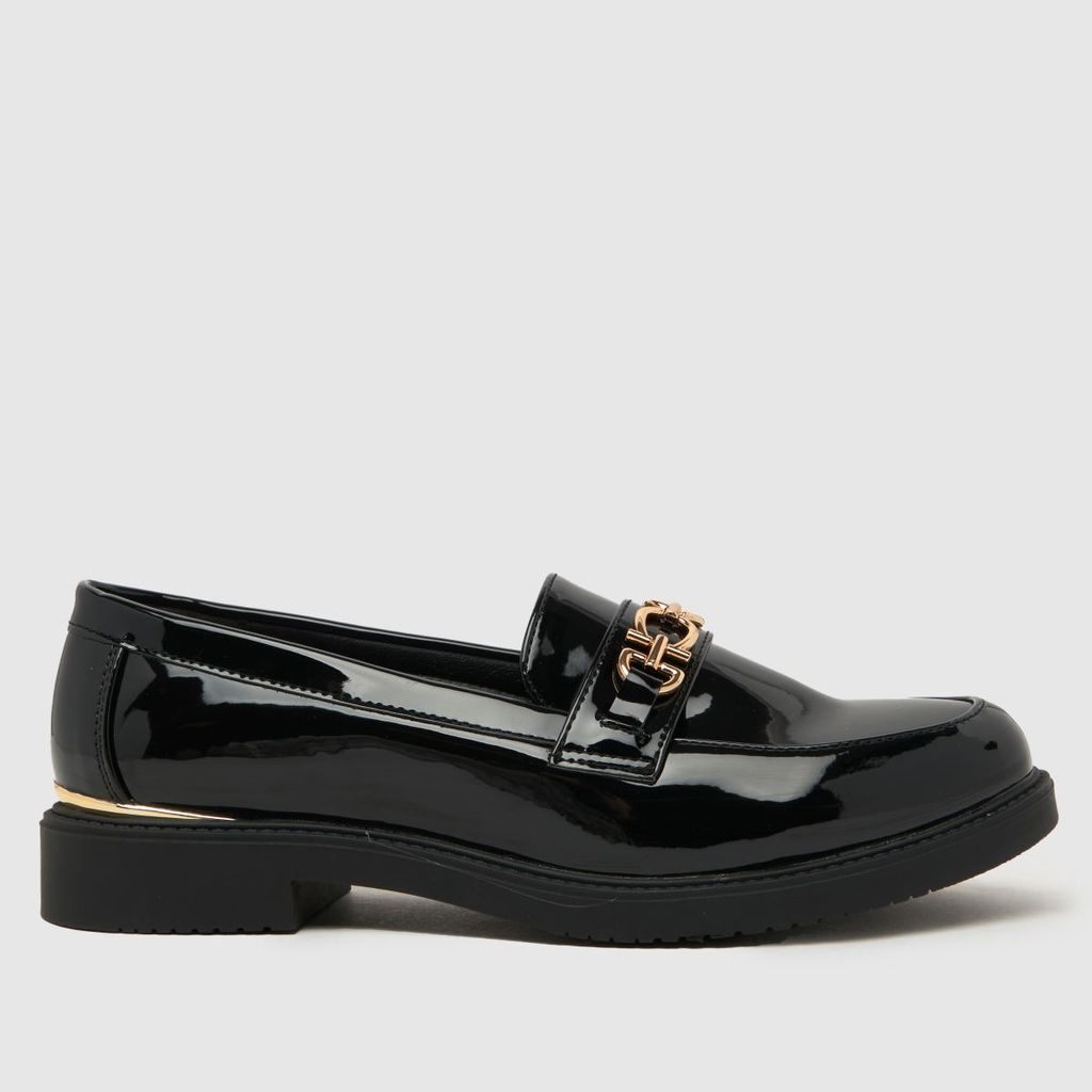 larsa patent hardware loafer flat shoes in black