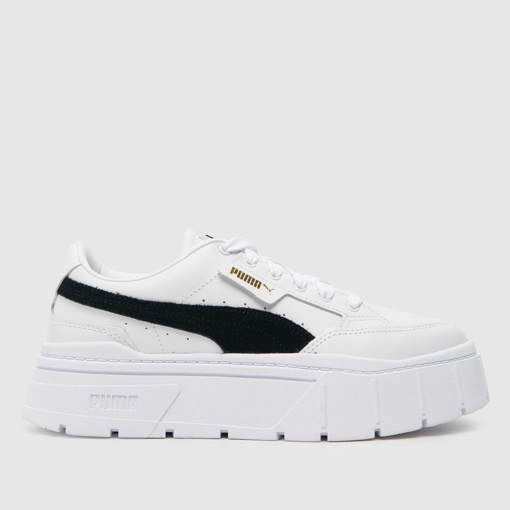 mayze stack trainers in white & black