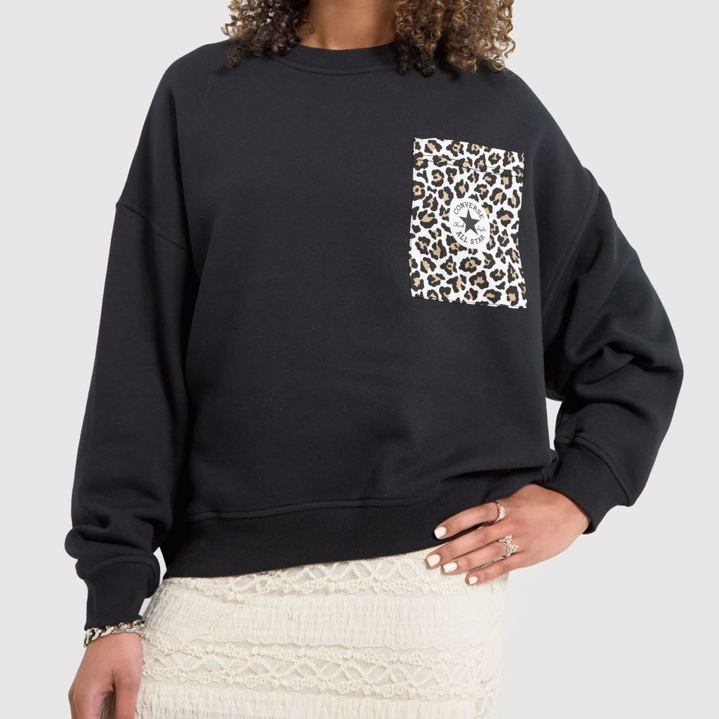 leopard sweatshirt in black