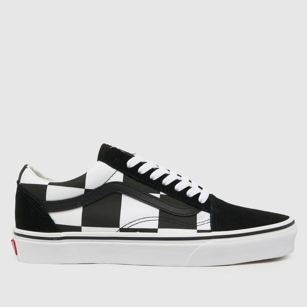 old skool oversized check trainers in black & white