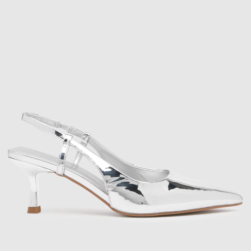 serena sling back court high heels in silver