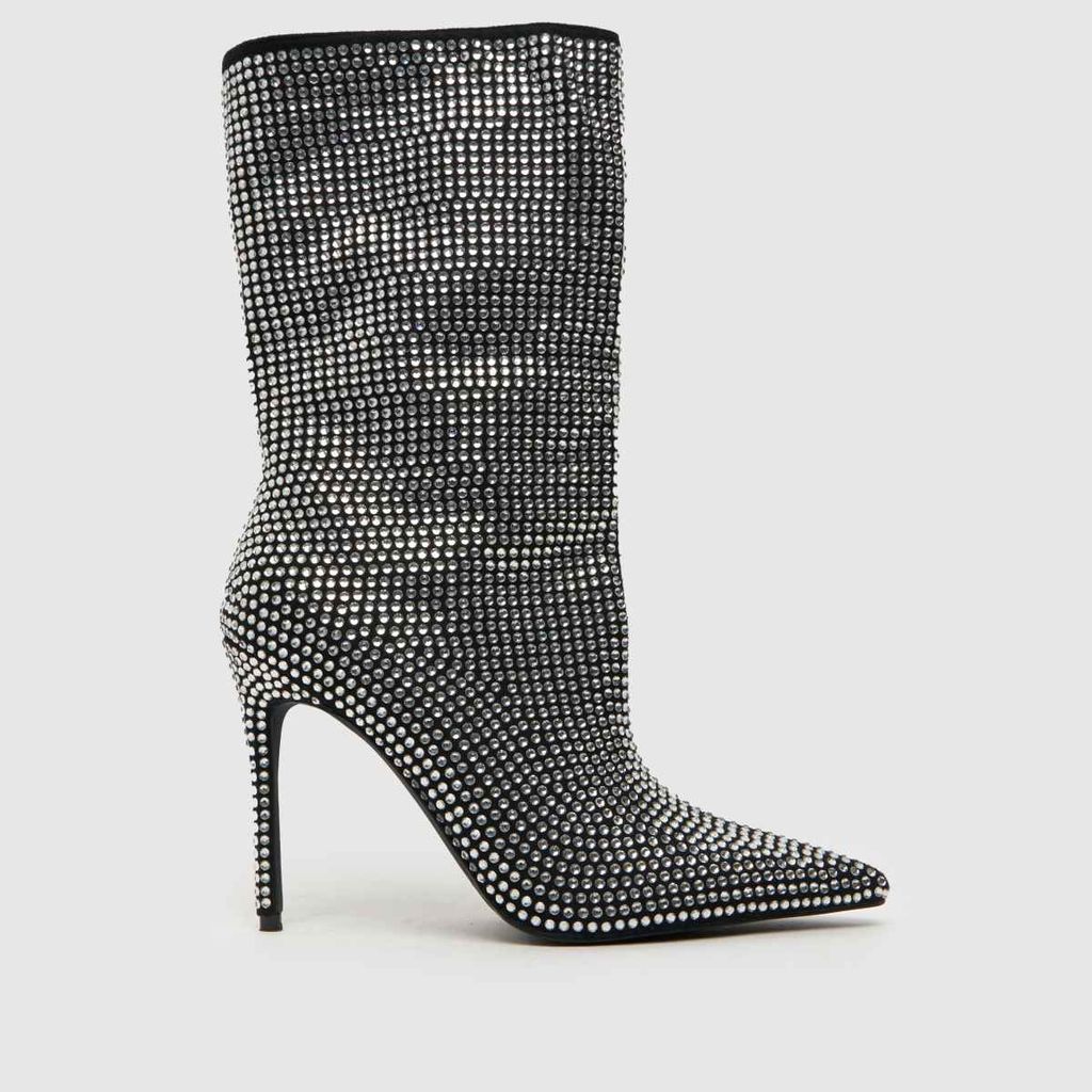 jairo bling stiletto boots in black & silver