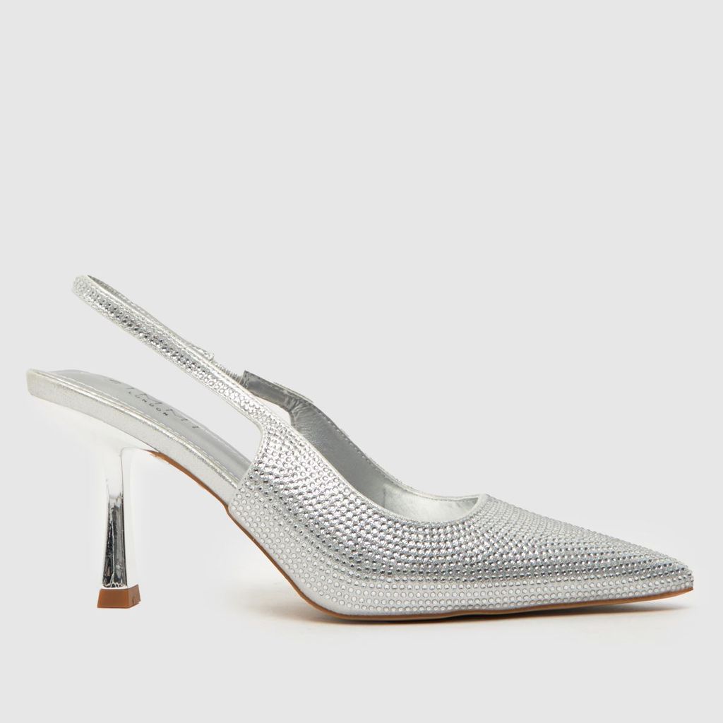 beryl slingblack high heels in silver
