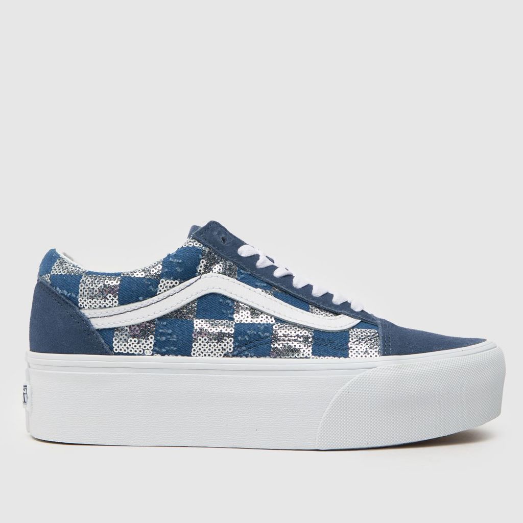 old skool stackform trainers in white & blue