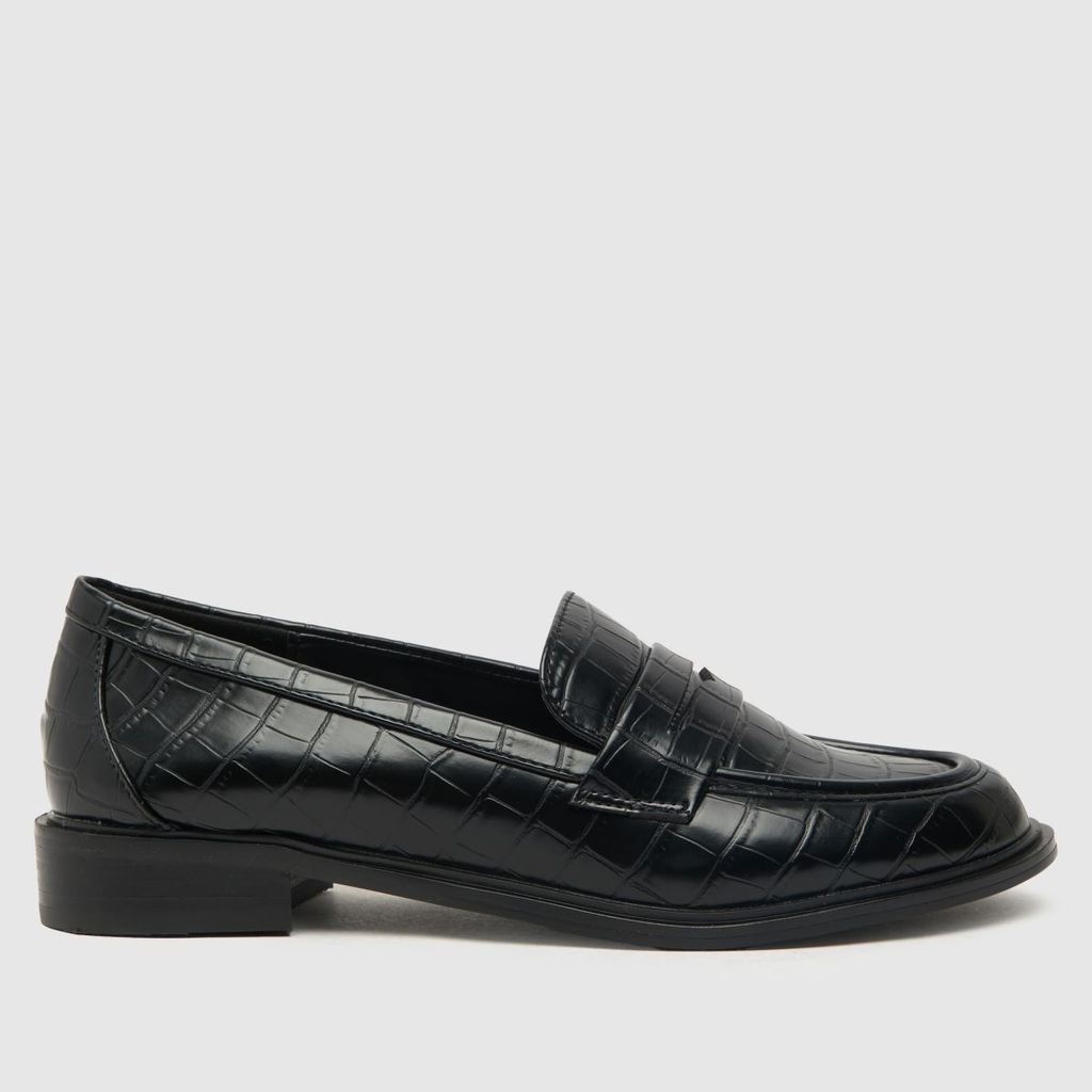 lexa croc loafer flat shoes in black
