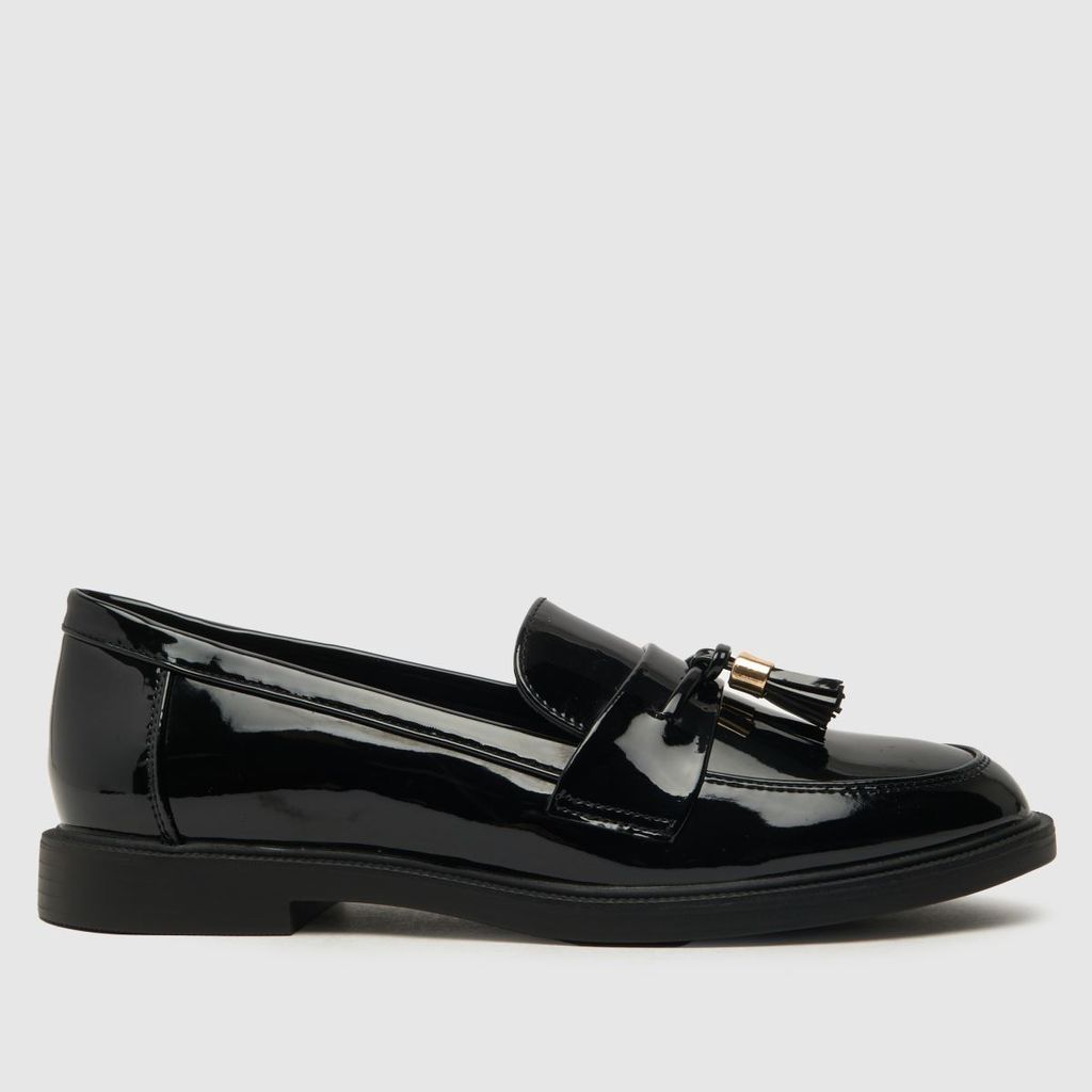 lohan patent tassel loafer flat shoes in black