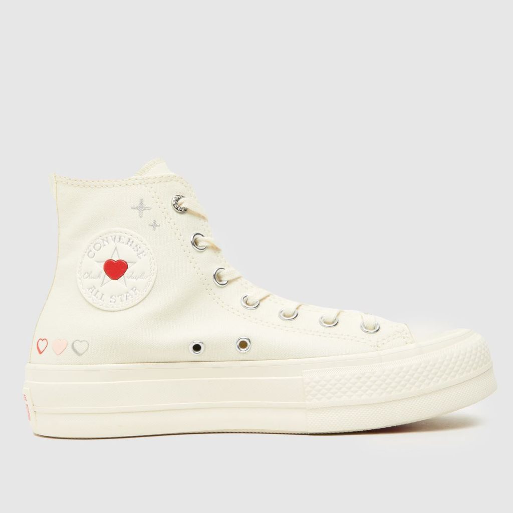 all star lift hi y2k heart trainers in off-white