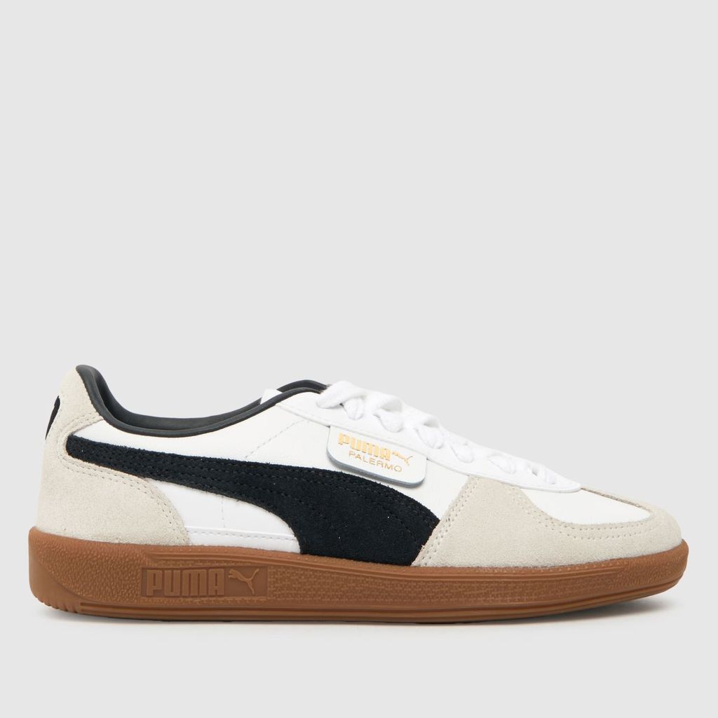 palermo leather trainers in white & black