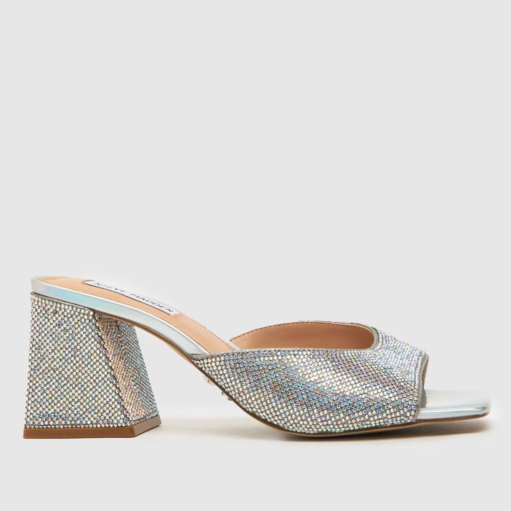glowing heeled mules high heels in silver