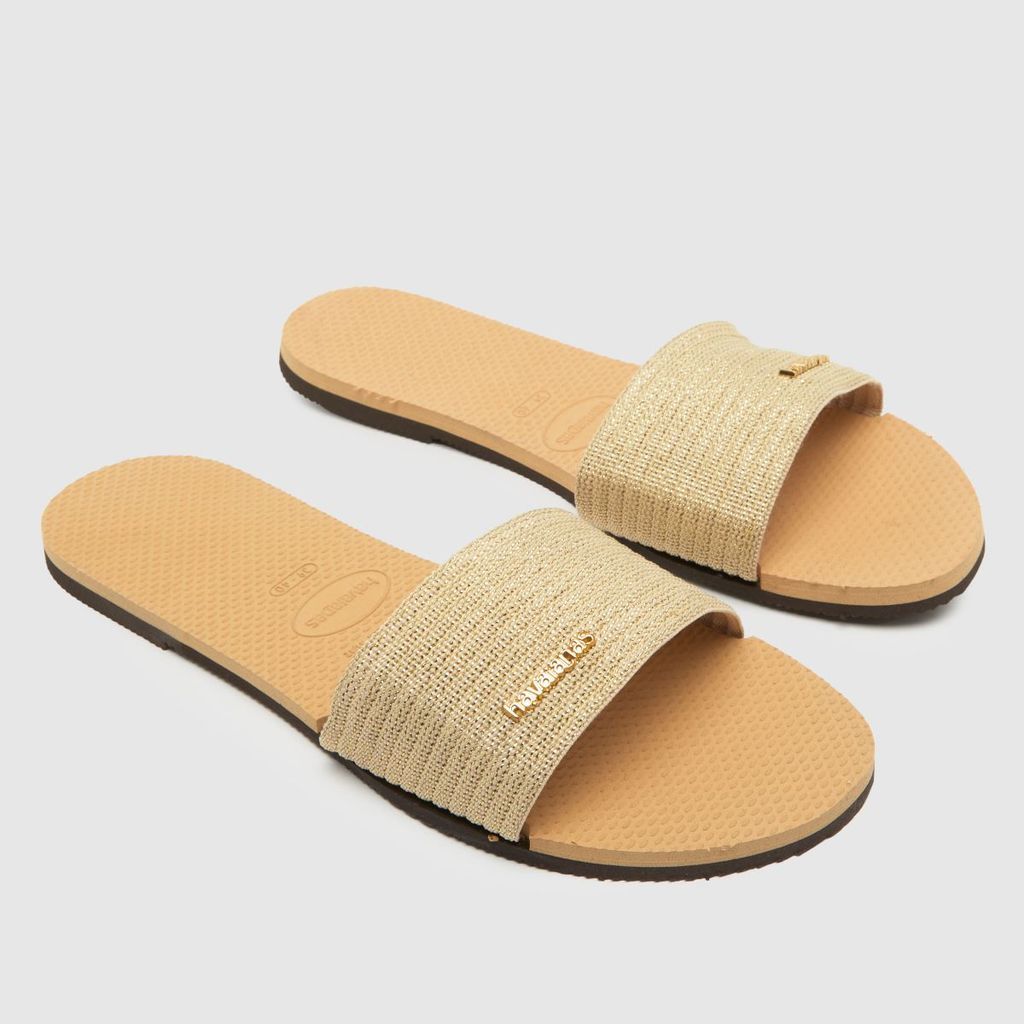 you malta slide sandals in gold
