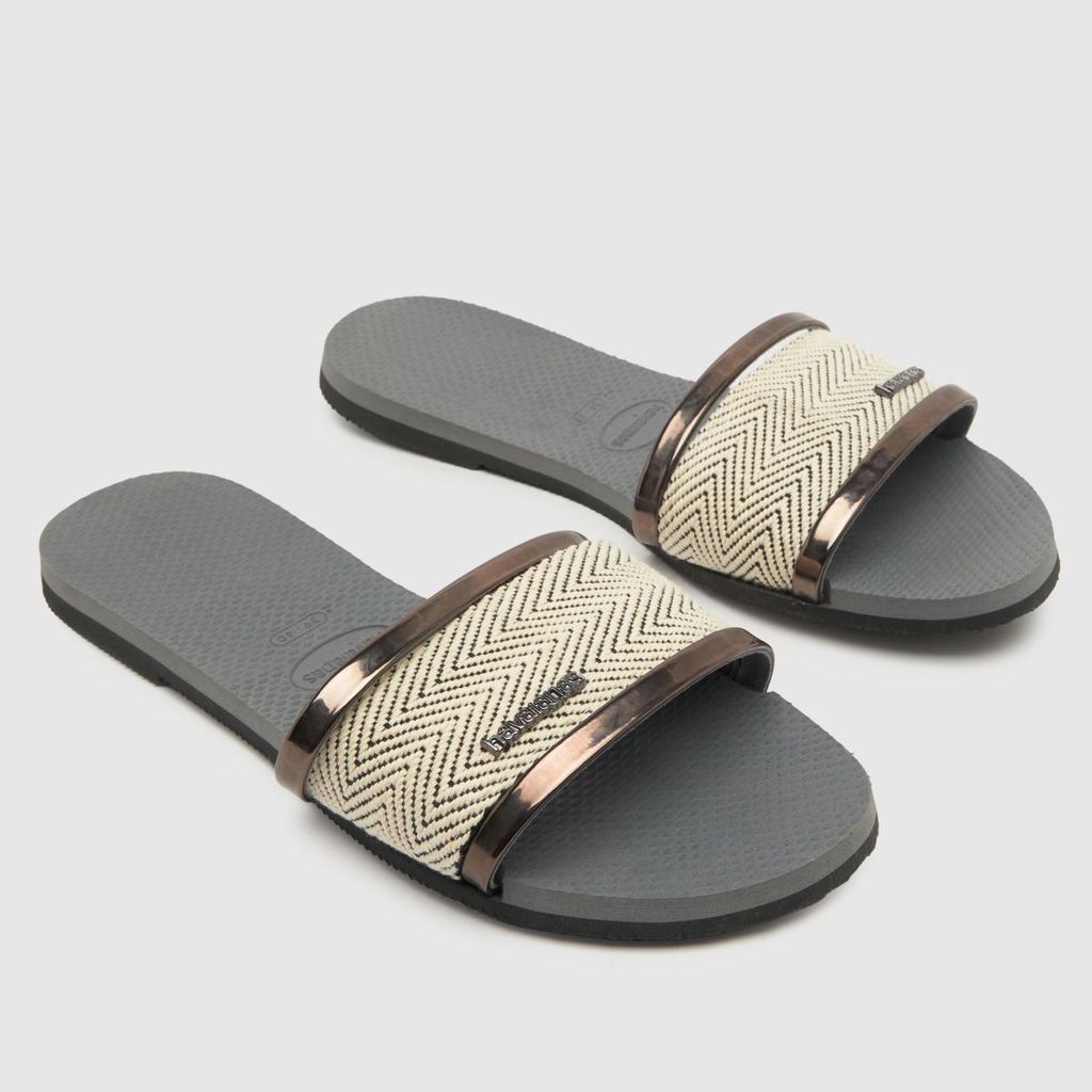 you trancoso slide sandals in grey