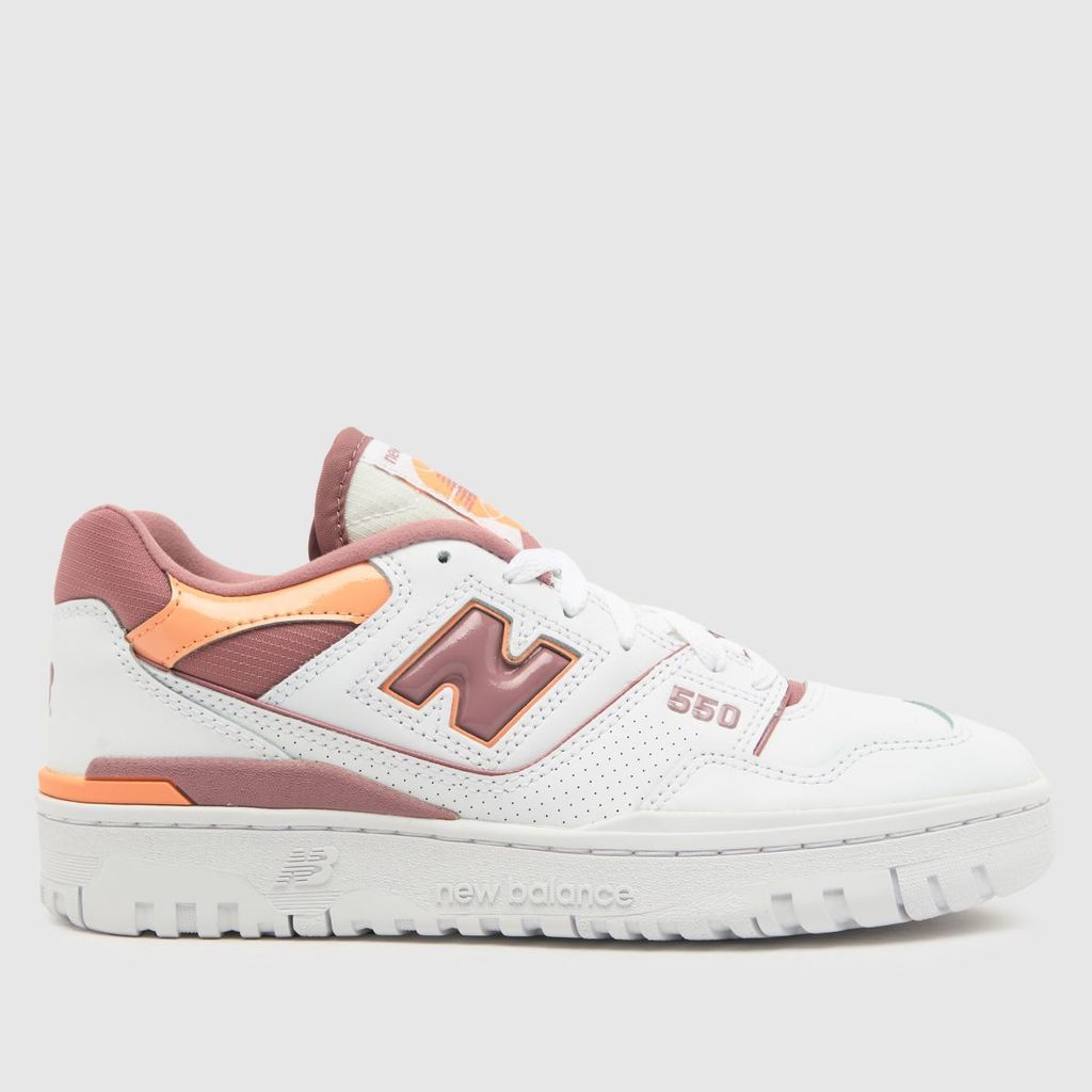 nb bb550 trainers in white & pink