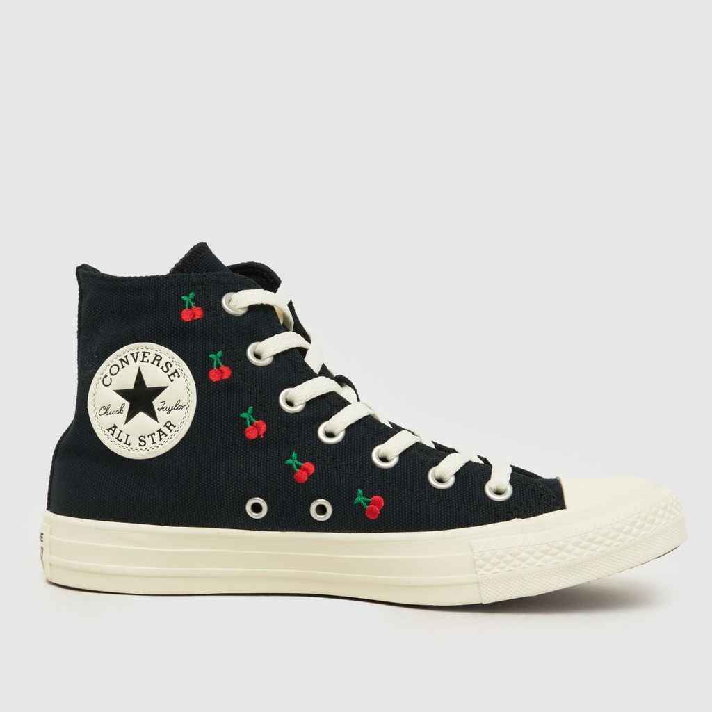 all star hi cherries trainers in black & red