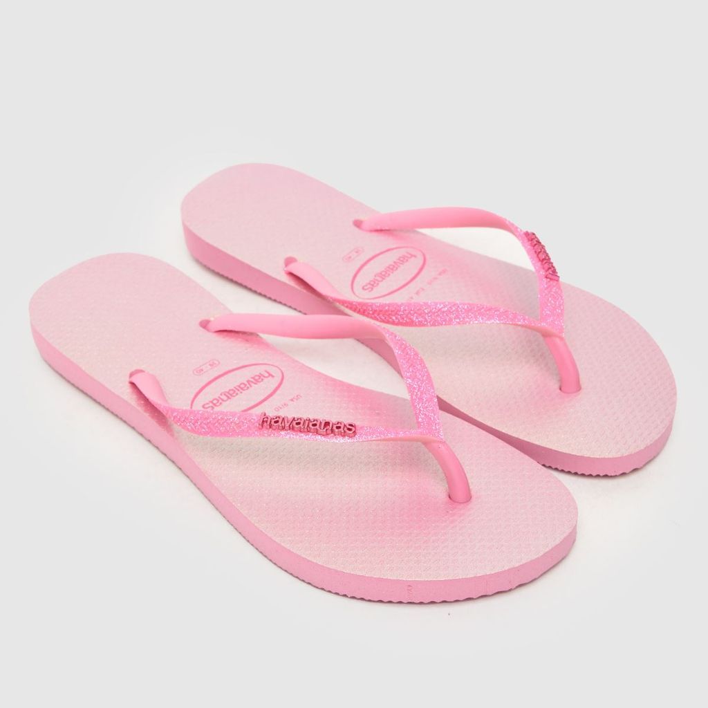 slim glitter iridescent sandals in pink