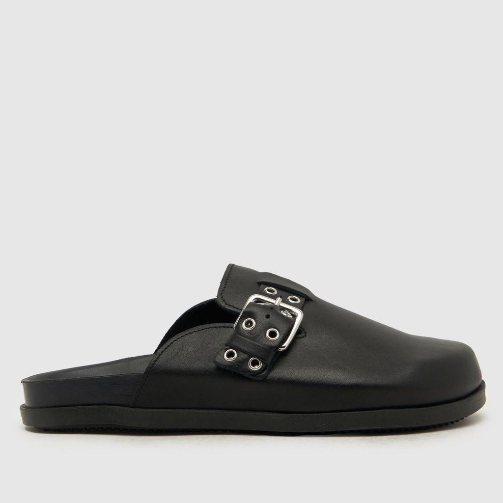 tabbie leather closed toe mule sandals in black