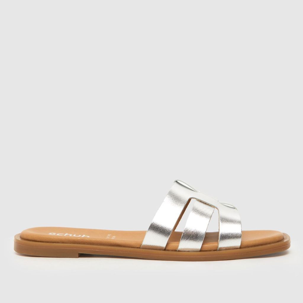 tierney leather slider sandals in silver