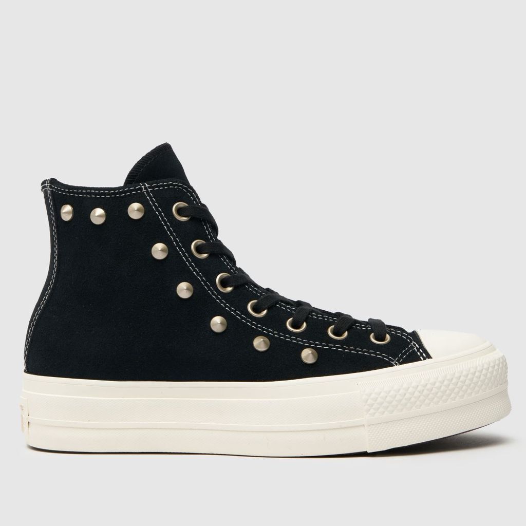 all star lift hi studded trainers in black & gold