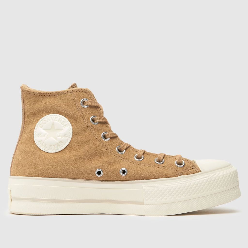 all star lift hi cozy trainers in beige