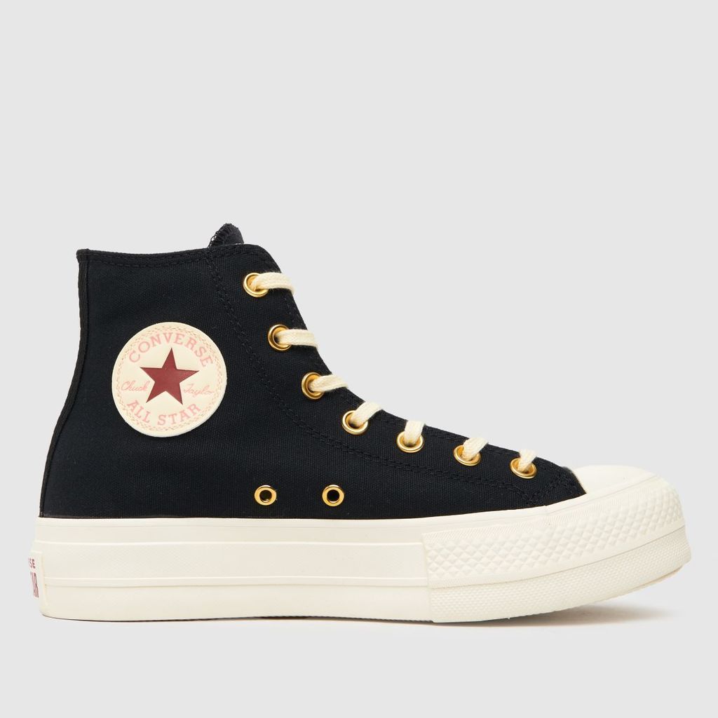 all star lift hi hearts trainers in black