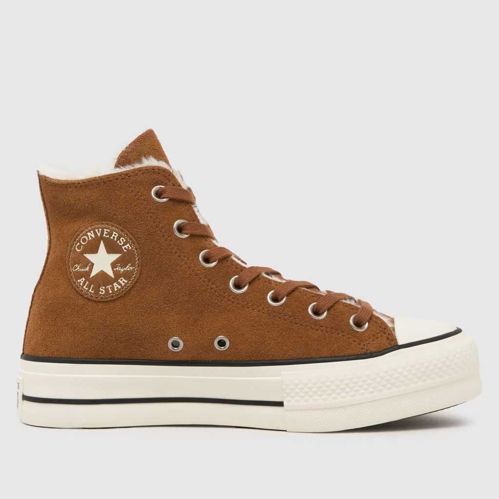 all star lift hi cozy trainers in brown