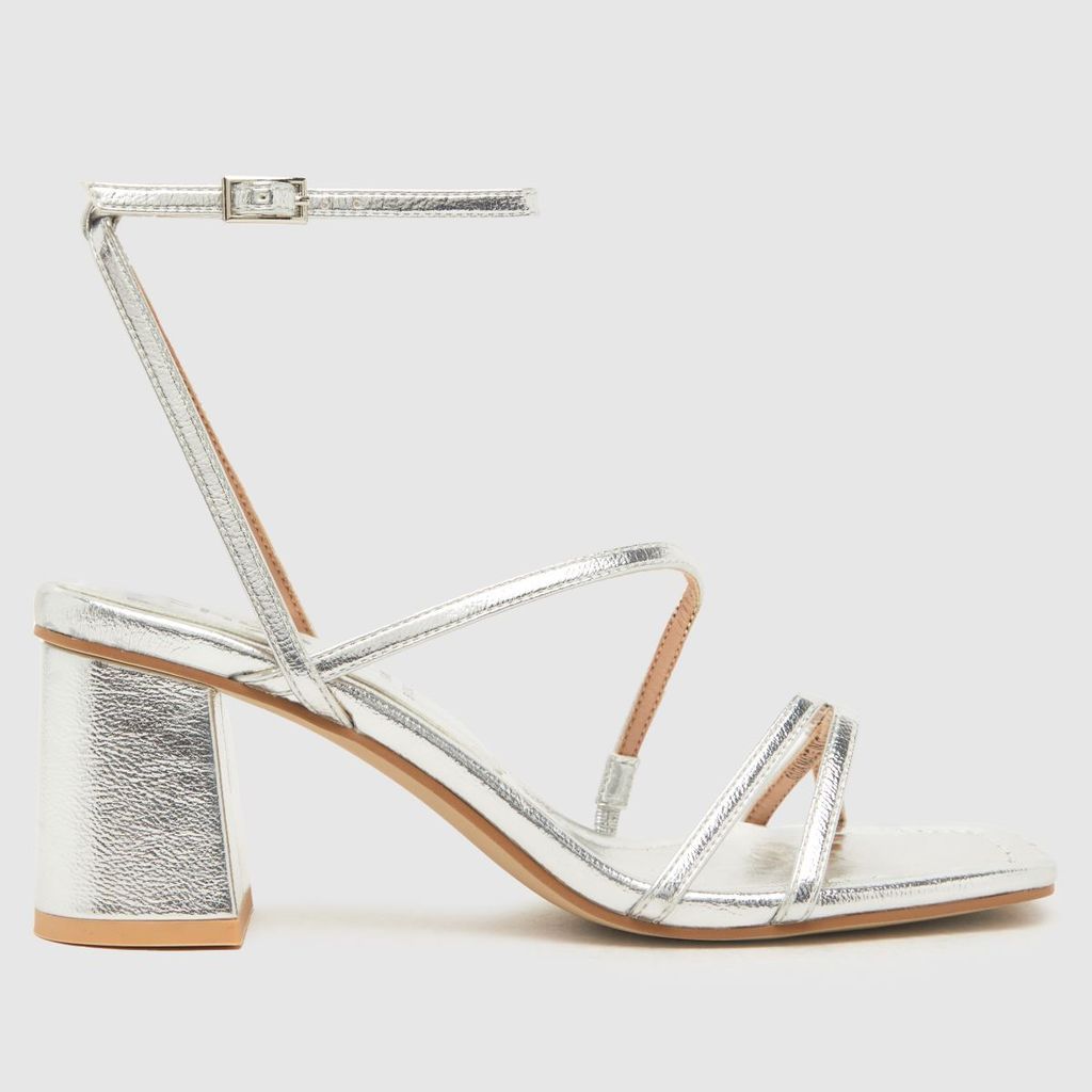 sully strappy block high heels in silver