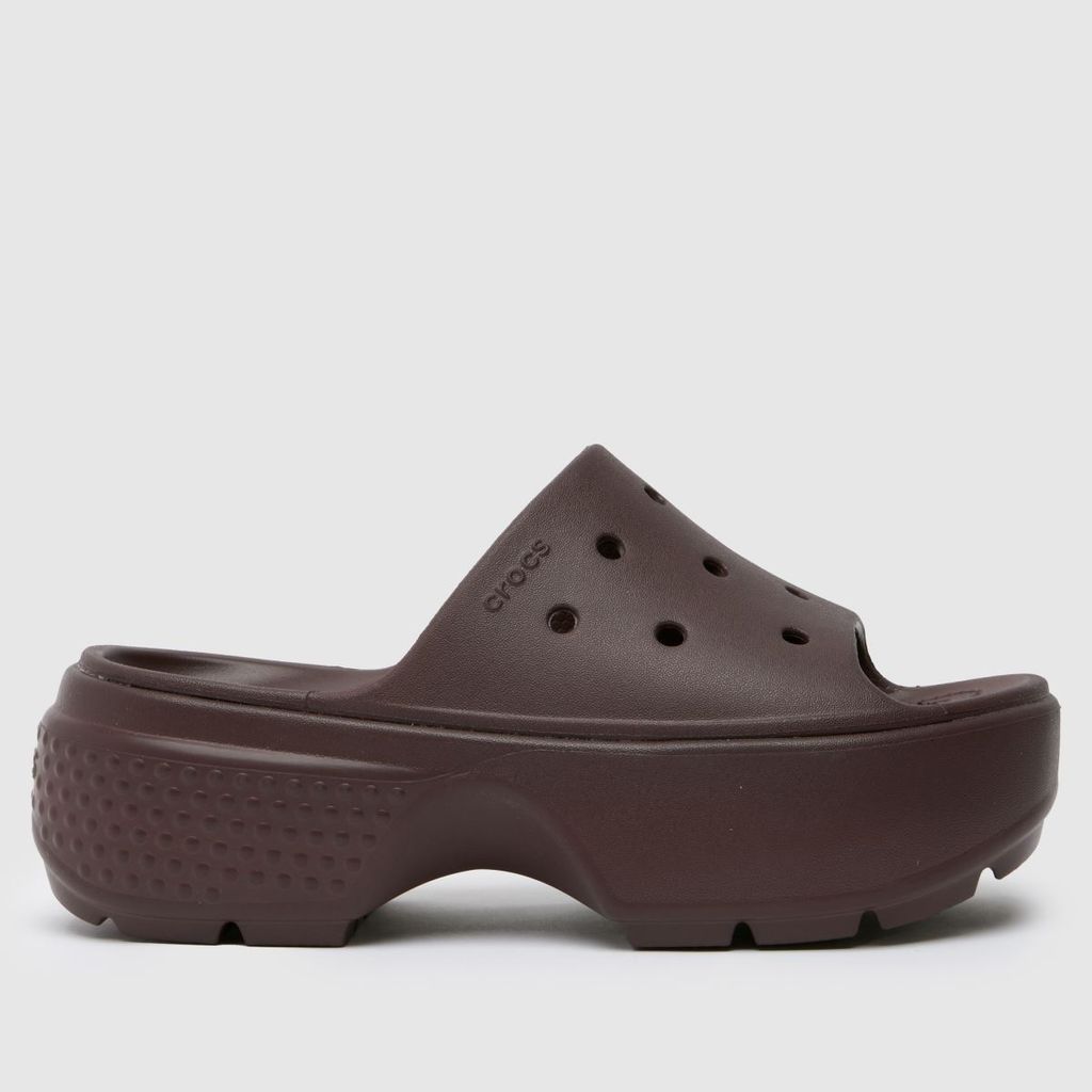 stomp slide sandals in dark brown