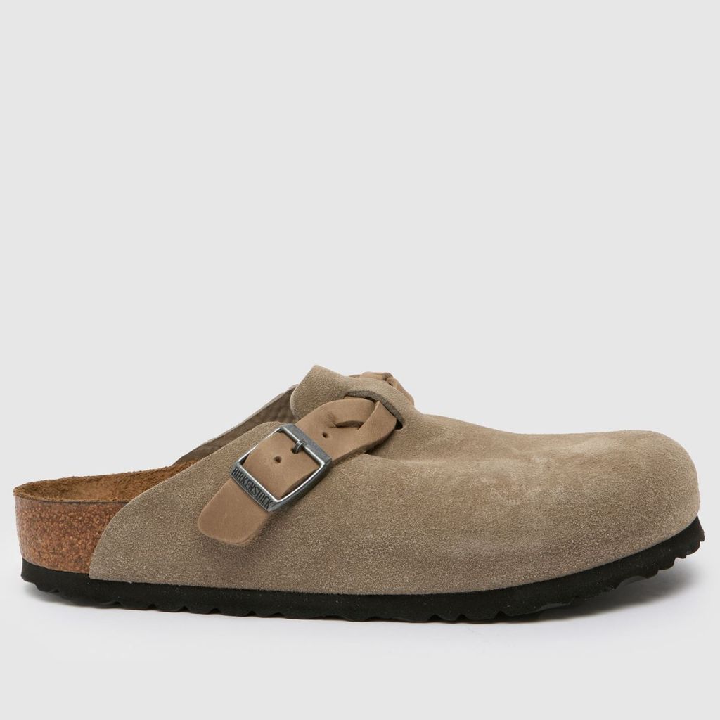 boston braided clog sandals in taupe