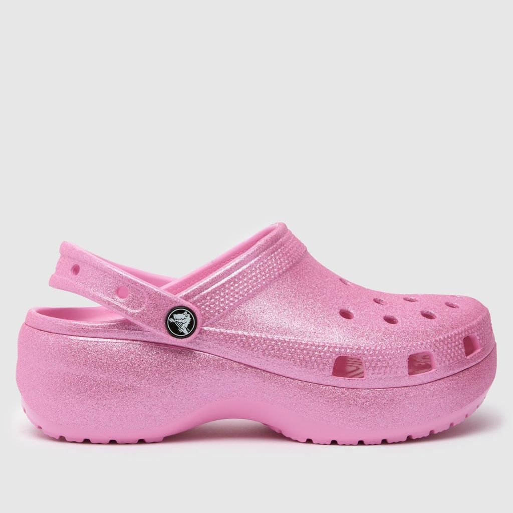 classic platform glitter clog sandals in pale pink
