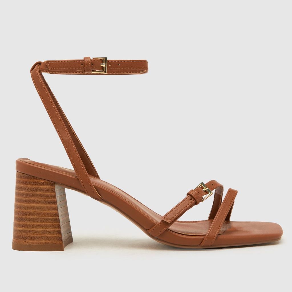 saturn strappy block high heels in tan