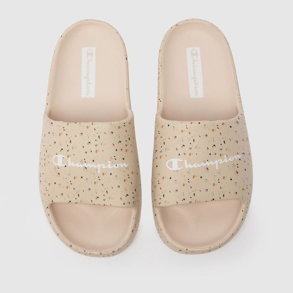 soft slipper slides sandals in beige multi