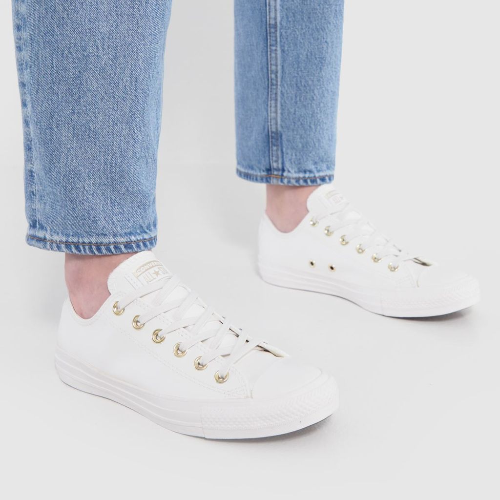 all star ox trainers in white & gold